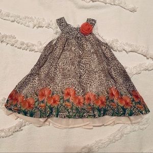 Toddler girls leopard & floral swing dress